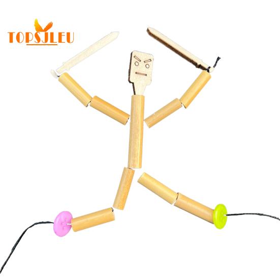 Bamboo Man Toy DIY Puppet Kit,Children Interactive Game,Bamboo Craft Material Kit,Boys Girls Gift