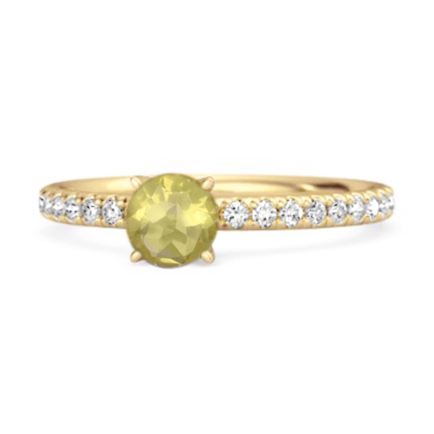 

Lemon Quartz Round Soliatire Ring -925 Sterling Silver Gold Vermeil 6.5 золотий/жовтий