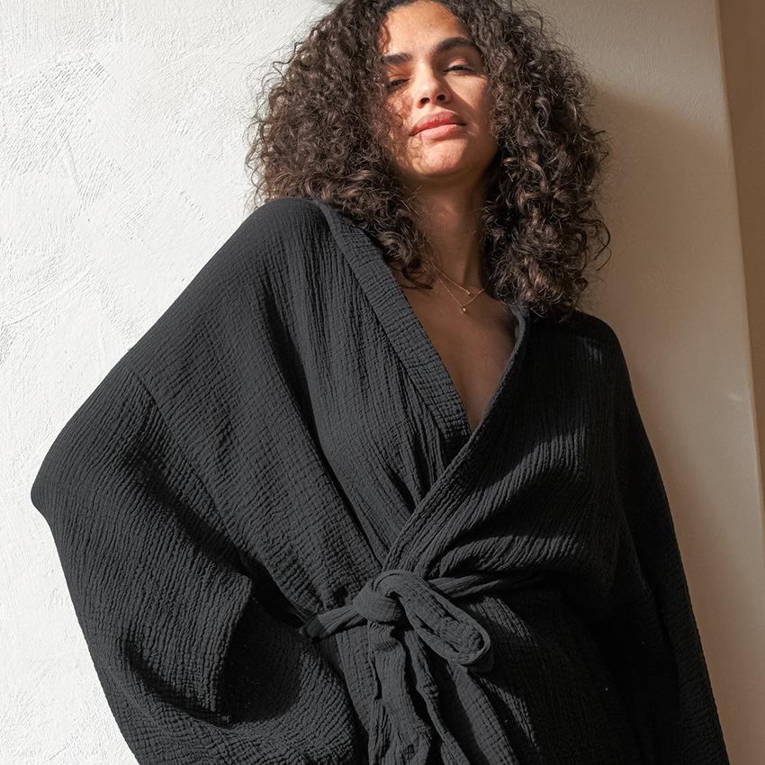 Pure Cotton Pajamas Women's Autumn New 1011 European and American Comfortable Cotton and Silk Loungewear Long-sleeved Short Nightgown Breathable