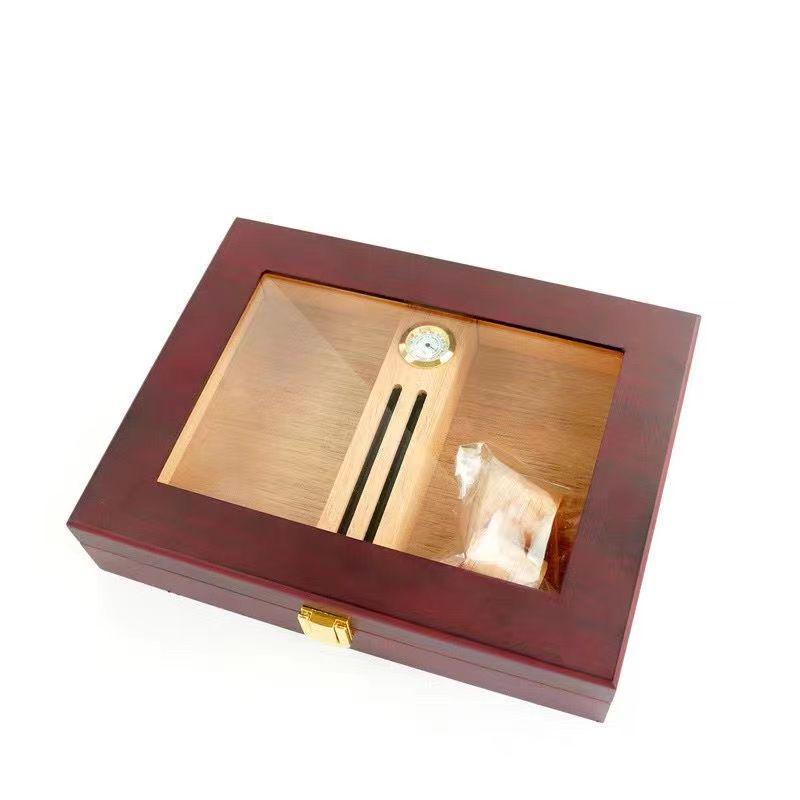 Qie Long Portable Large Capacity Cedar Wood Cigar Humidor Box