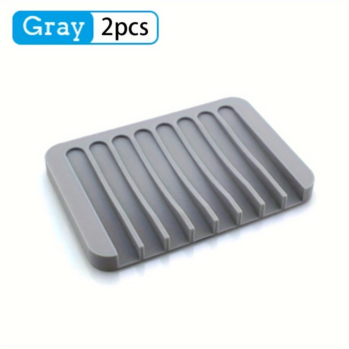 

Силиконовая мыльница, 2 шт., простая простая мыльница, самоосушающийся держатель для мыла, мыльница для ванной комнаты, нескользящая полка для хранения мыла, аксессуары для ванной комнаты серый