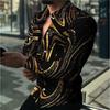 Men's Fashion Flame 3D Print Long Sleeve Shirts Turn Down Collar Button Up Party Streetwear Camisa Masculina Casual Blouse