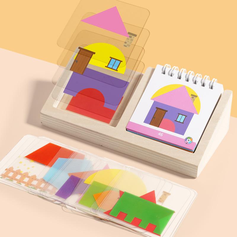 

Montessori Geometric Shape Colors Matching Puzzles Toys Spatial Imagination Logical Thinking Training Kids Reasoning Board Games