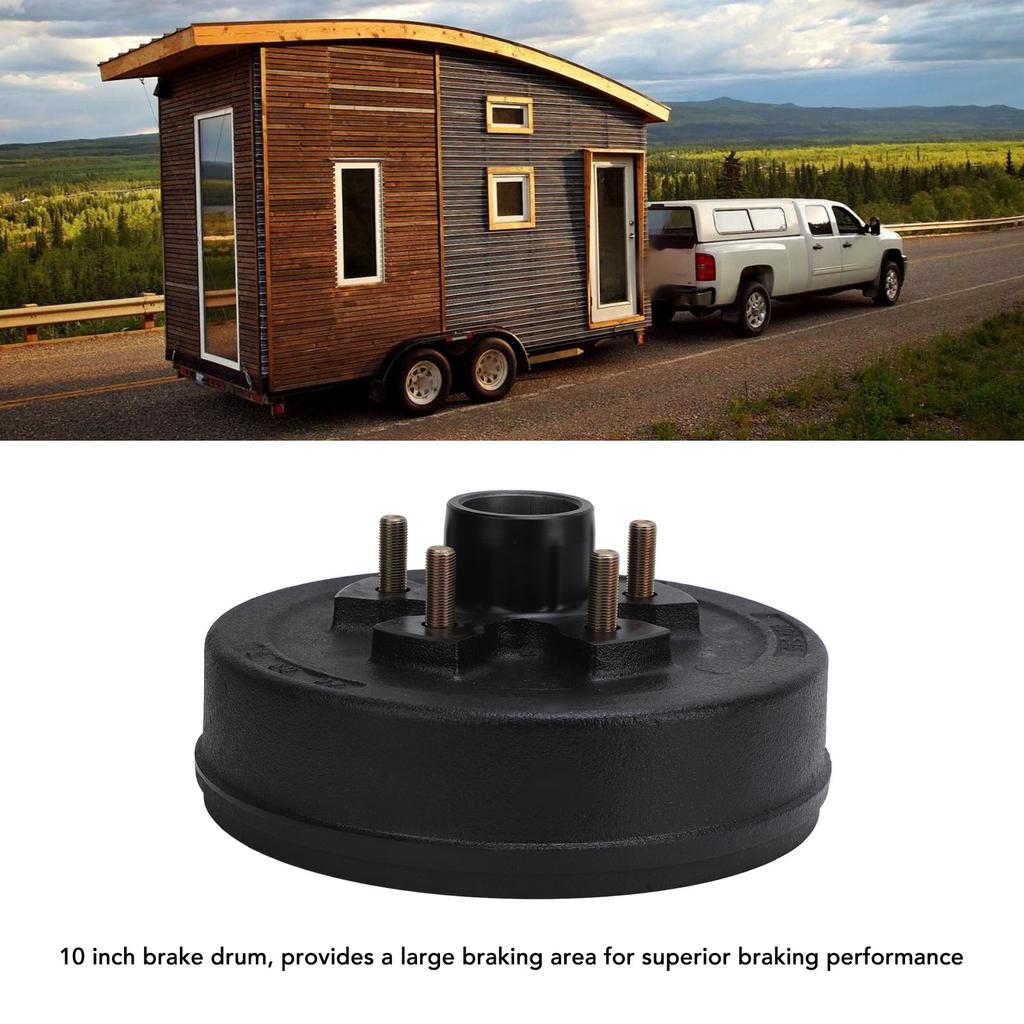 10 Inch Trailer Brake Hub Drum 5 Bolts Heavy Duty 5 On 4.5in Brake Hub Assembly for 3500 Lbs Trailer Axles Without Bearing Kit