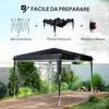 Gazebo 3x3 m for 6-9 People with Adjustable Height and Drainage Holes, in Metal and Black Oxford Fabric