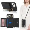 For iPhone 15 Case PU Leather+TPU Phone Cover with Ring Zipper Pocket Card Holder