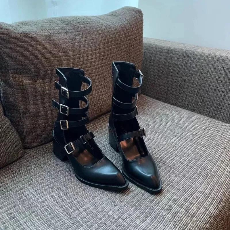 Fashion Women's High Heels, Mid Heel, Modern Sandals, Buckle Zipper, Women's Shoes 2024 Fashion Solid Color Fashion Women's Sandals