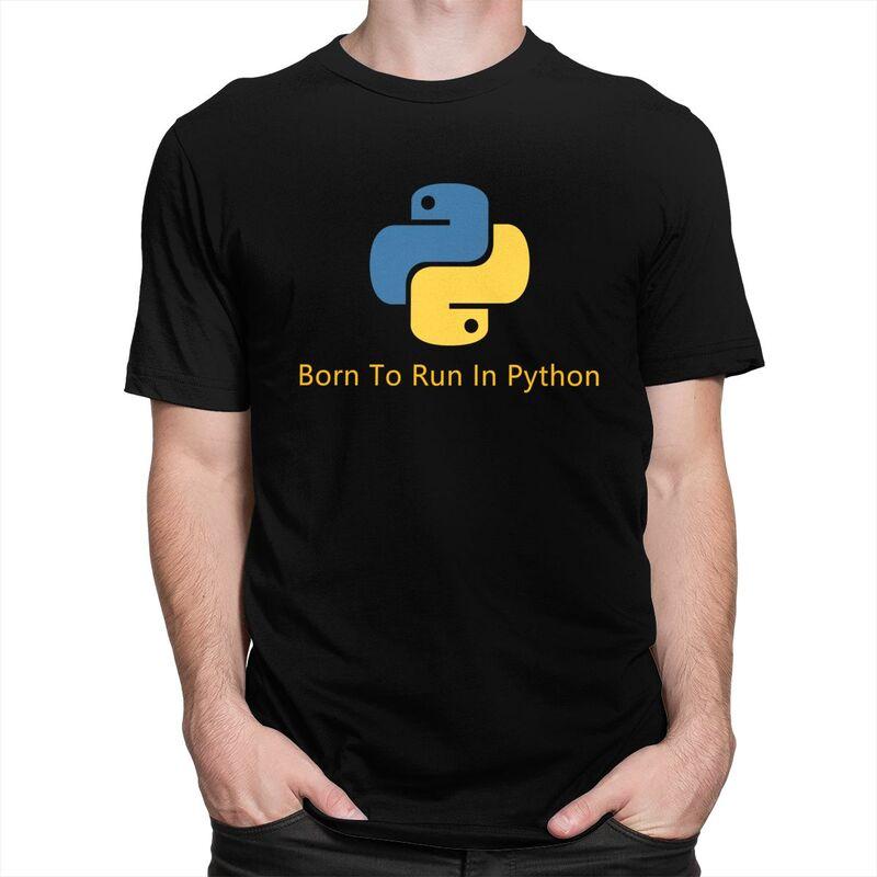 Custom Born To Run In Python Tshirt for Men Short Sleeves Casual T Shirt Programmer Computer Developer Tshirt 100 Cotton Tee