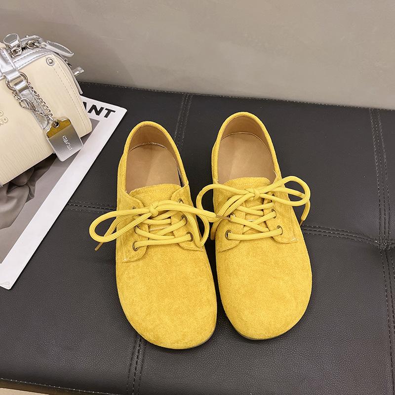 2025 spring new handmade imitation leather women's shoes Mori retro round head soft sole frosted leather versatile literary single shoes