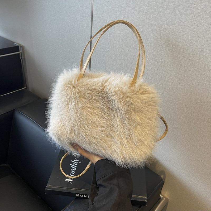 Plush Bag Women's Large-capacity New Autumn and Winter Versatile Messenger Bag High-end Plush Tote Bag