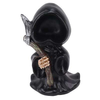 Skulptur av Liemannen Harts Gotisk Bordsstatyett Figur Dekoration med Ljå för Halloween