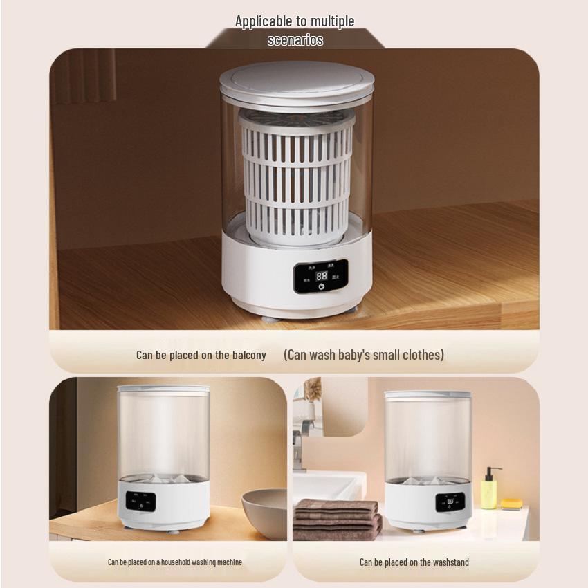 4L Portable Mini Washing Machine: Foldable, Rechargeable, Compact Washer for Underwear, Baby Clothes, Socks, and Dorm Laundry.