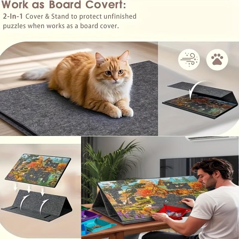 Tiltable Puzzle Board with Stand and Protective Cover and 6 Storage, Portable Puzzle Table Holds 1000pcs DIY,Puzzle Gifts