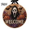Faux Pearl Door Sign Kit Halloween Kit, Ghost Skull Skeleton Cat Welcome Wall Hanging Decor Crafts Handmade Painting Arts for Decoration