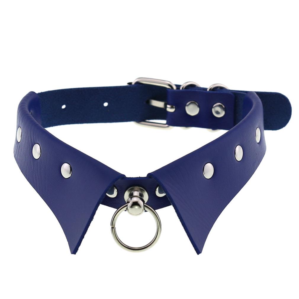 European & American Punk Gothic Leather Collar Necklace with Simple Fashion Ring