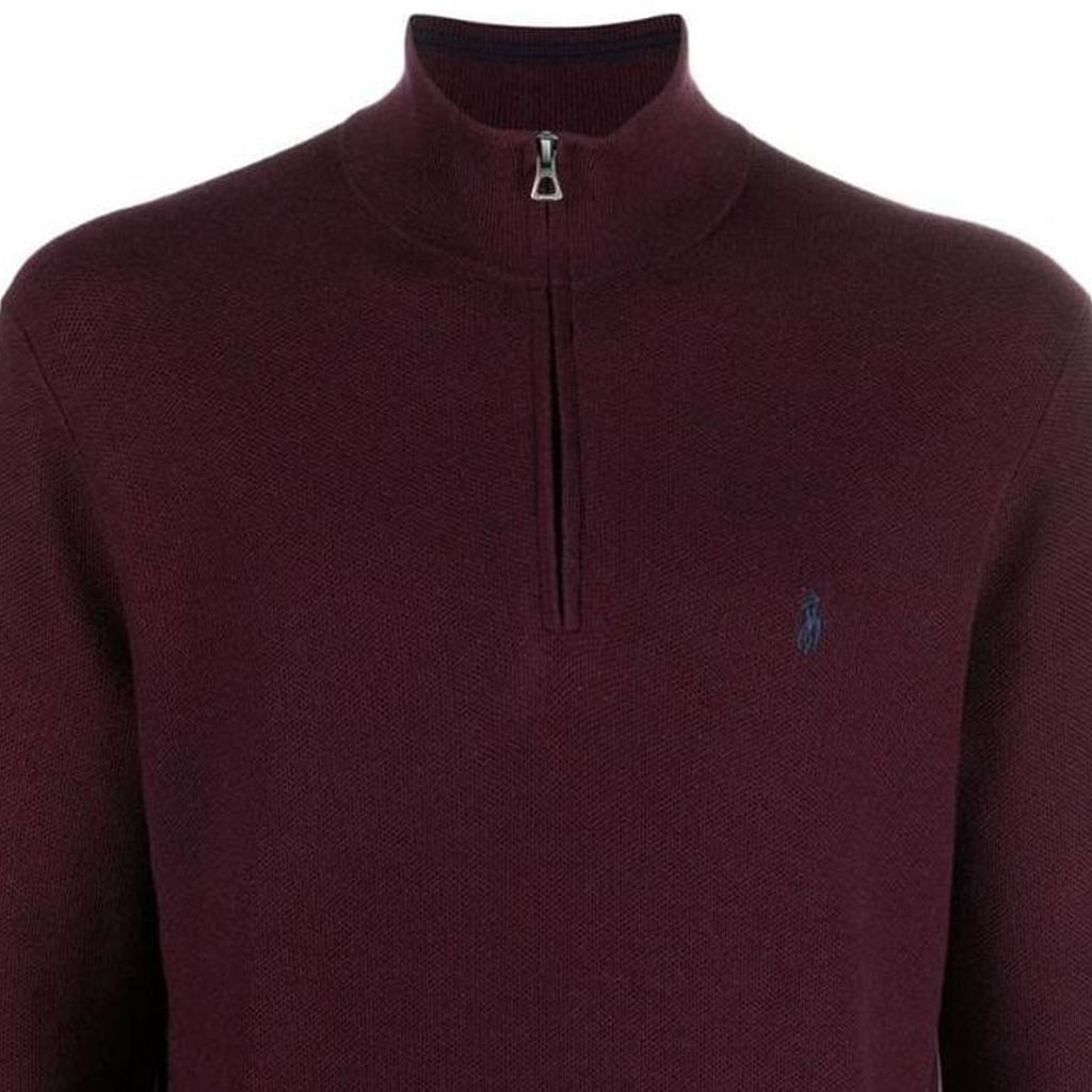 Polo Ralph Lauren Solid Color Zip High Neck Sweater Men sweater Burgundy 710888900-005