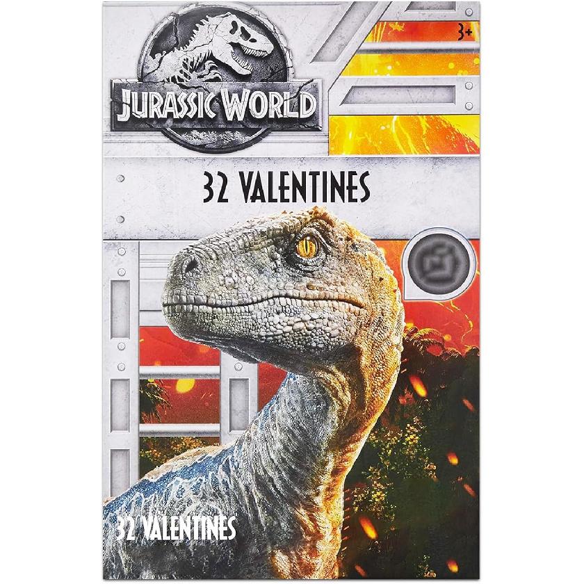 Jurassic World Valentines Day Classroom Gift Exchange Cards for Kids - 32 Dinosaur Valentines Cards | School Valentine s Day Cards for Boys and Girls