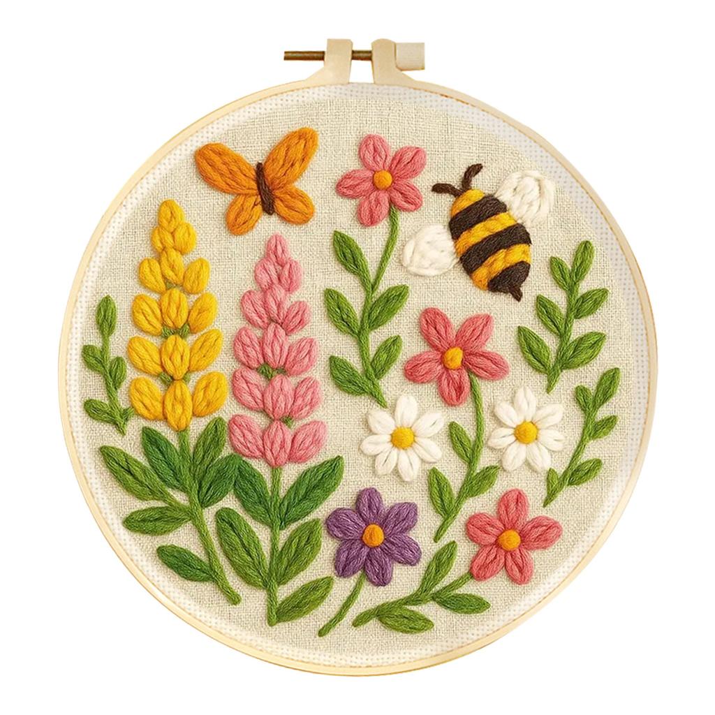 Punch Needle Embroidery Kit Floral Package Set Punch Needle Kit For Beginner Sewing Poke Handmade Crafts for Adults Diy Gift