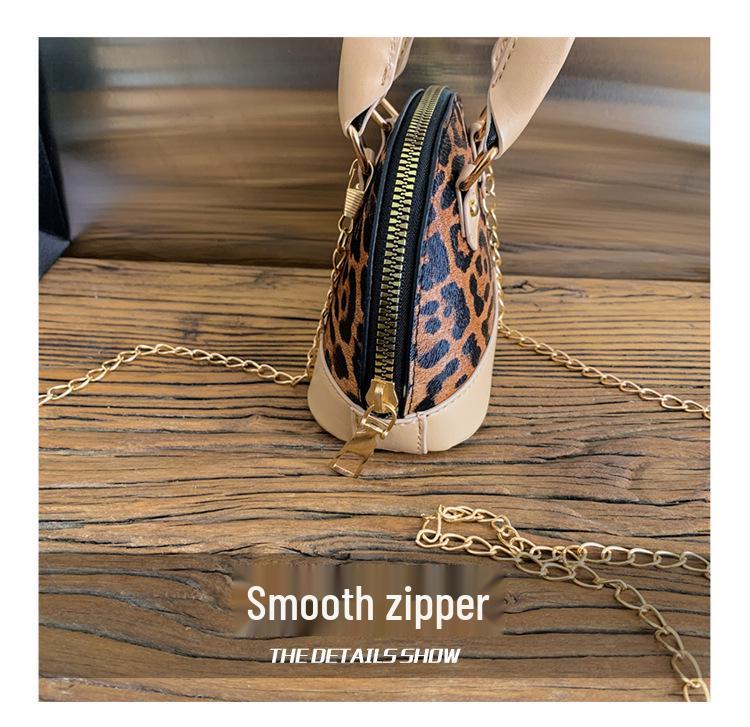 Leopard Print Girl's Mini Crossbody Handbag with Chain
