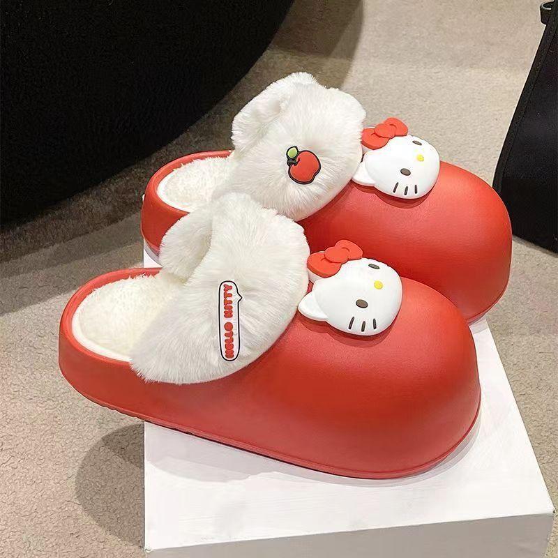 Removable cotton slippers women's winter new home indoor cute cartoon warm waterproof cotton drag women's shoes