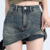 Women's High-Waist Stretch Retro Denim A-line Mini Skirt - Anti-Exposure, Hip-Hugging, Perfect for Spring/Summer Fashion