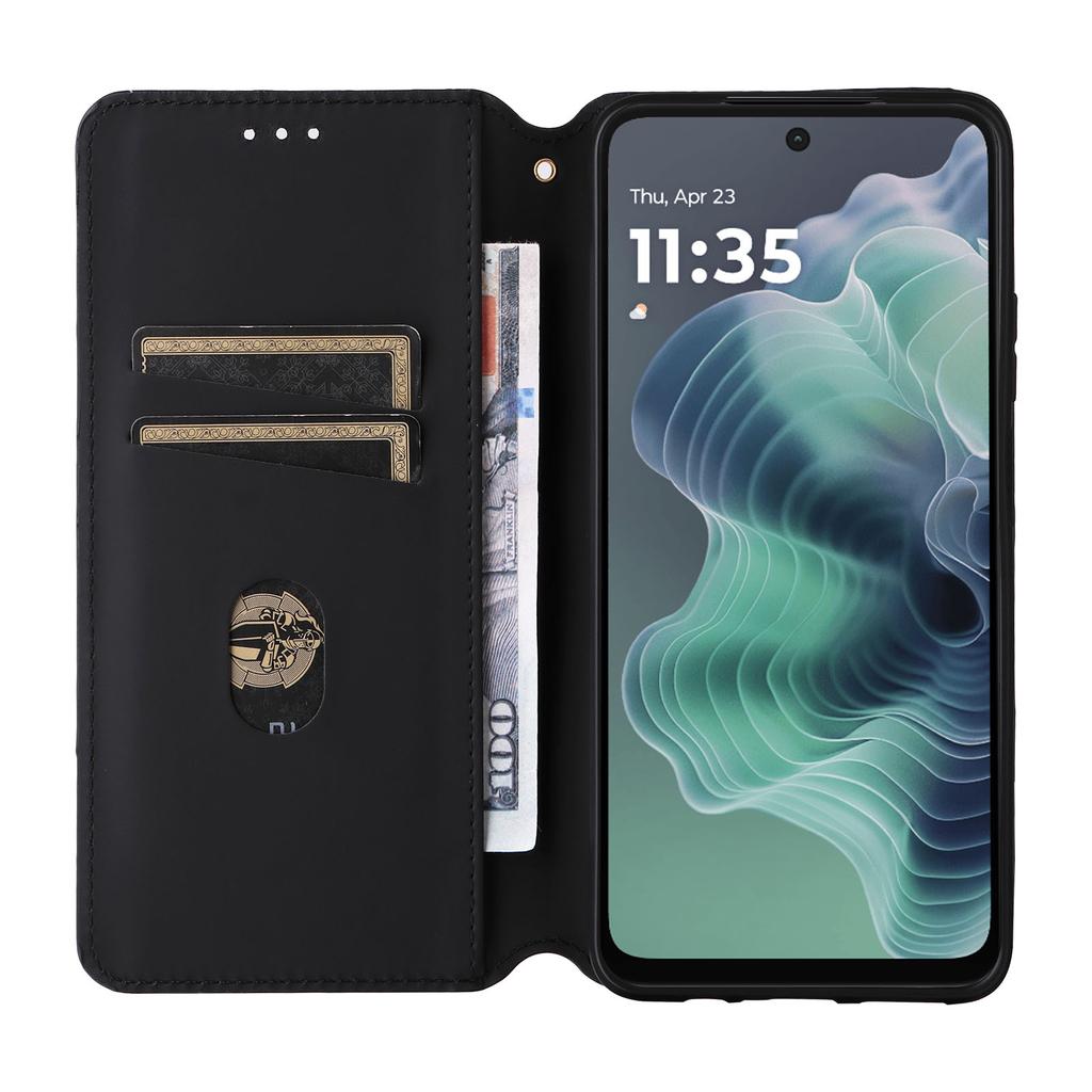 For Motorola Moto G35 5G Wallet Case Rhombus Imprinted Leather Phone Cover