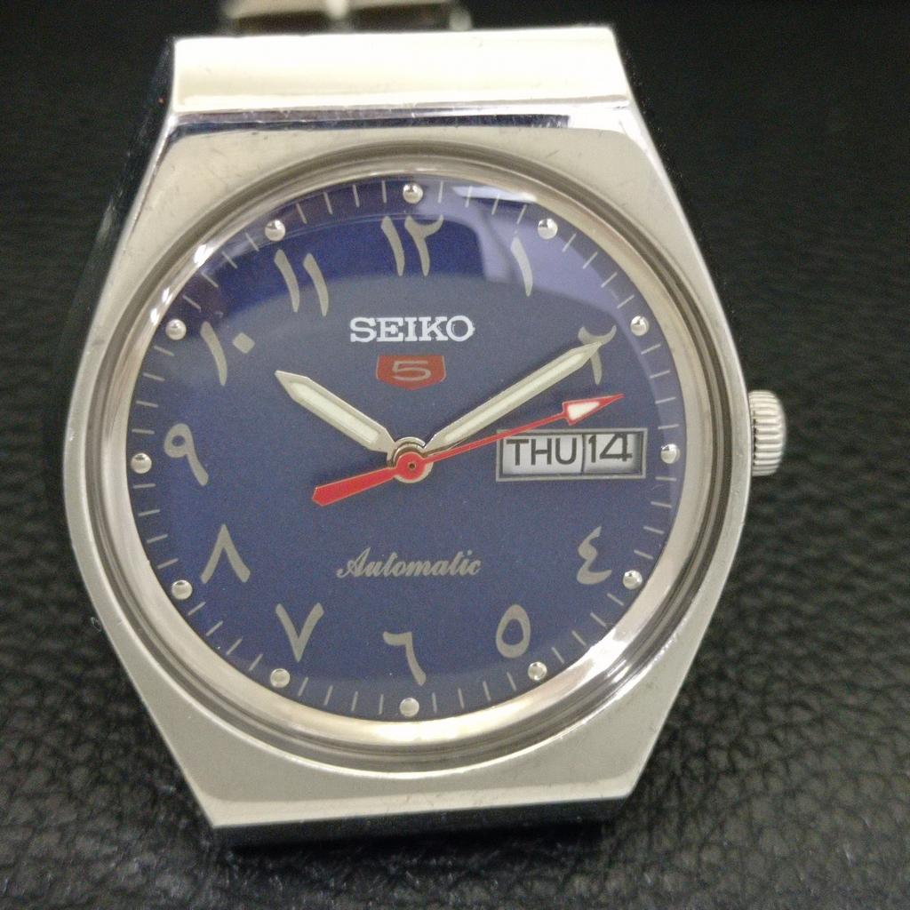 VINTAGE SEIKO 5 AUTOMATIC 6309A JAPAN MENS ARABIC BLUE DIAL WATCH a702653-1 R209-a702653