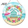 Seaside Resort Porch Decoration Summer Wooden Hanging Sign, Beach Style Wall Decor with Hemp Rope, Tropical Sign Indoor Outdoor Theme for Patio House