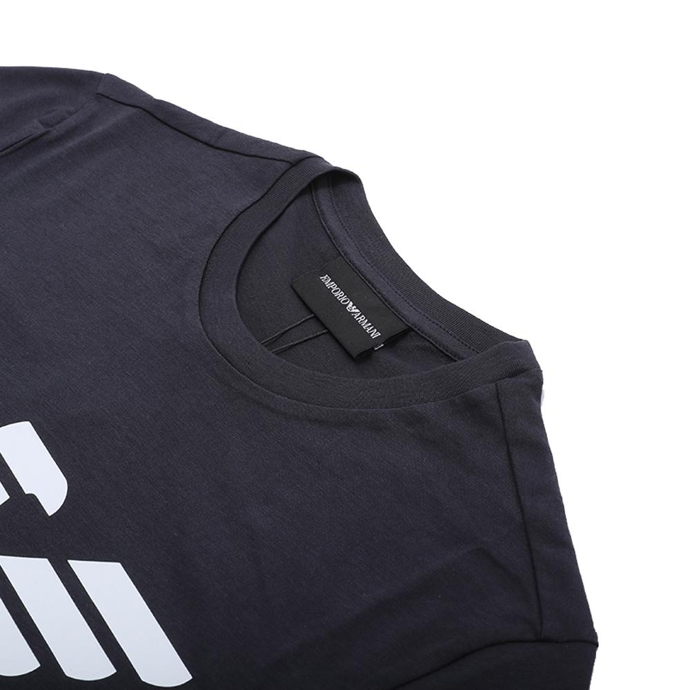 Emporio Armani Logo Print Crew Neck Casual Long Sleeve T-Shirt Men Tops Navy-Blue 8N1T64-1JNQZ-0939