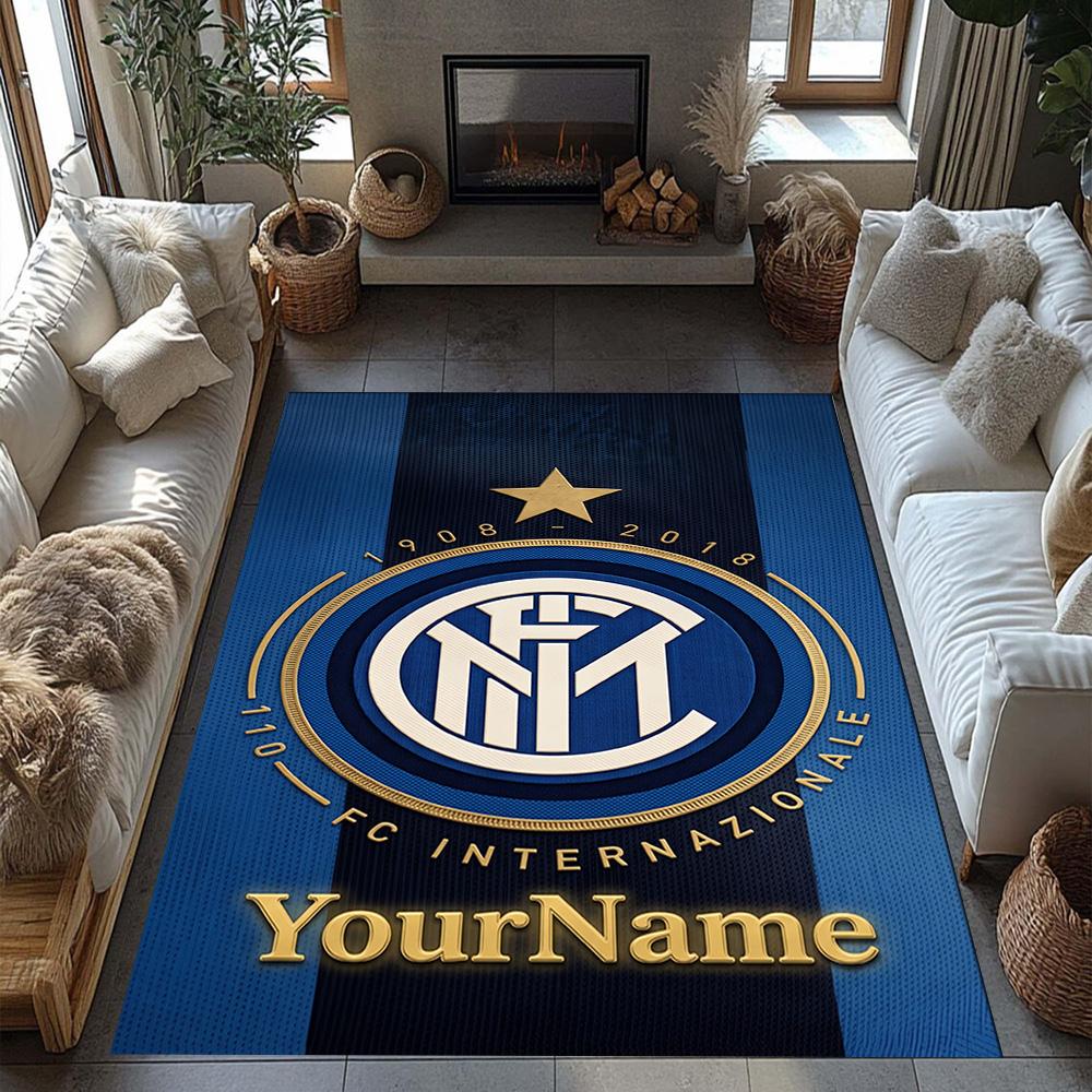 Inter Milan Customized Name Floor Rug Office Rug Perfect for Outdoor Foyer Game Room Living Rooms Antislip Carpet Decorate Offices
