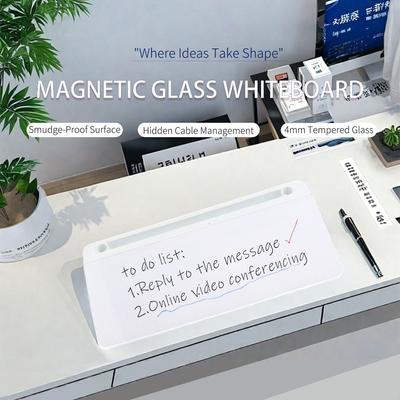 Hot Glass Desk Whiteboard Plastic Tempered Memo Keyboard Stand Household With Storage Message Board Desktop
