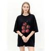 Oversized T Shirt Black Cherry Print Casual Wear for Women Summer Outfit Fashion Statement Loose Fit Top Streetwear Style