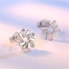 Exquisite Flower Zircon Stud Earrings for Women Geometric Rhinestone  Silver Needle Earring Girl Party Birthday  Gifts