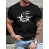 European Sizes Catfish Print Tee Shirt, Tees For Men, Casual Short Sleeve T-shirt For Summer