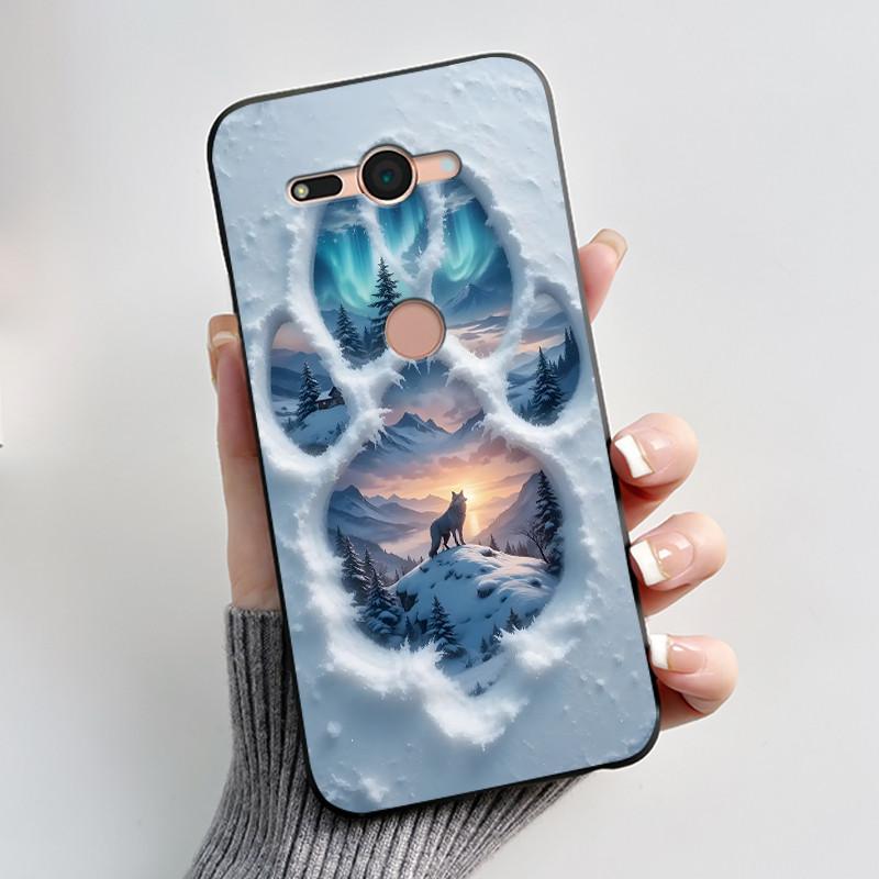 Cute Black Case Phone Case For Sony Xperia XZ2 Compact/SO-05K Protective Shockproof Soft Cover Lovely Fluffy White Bunny