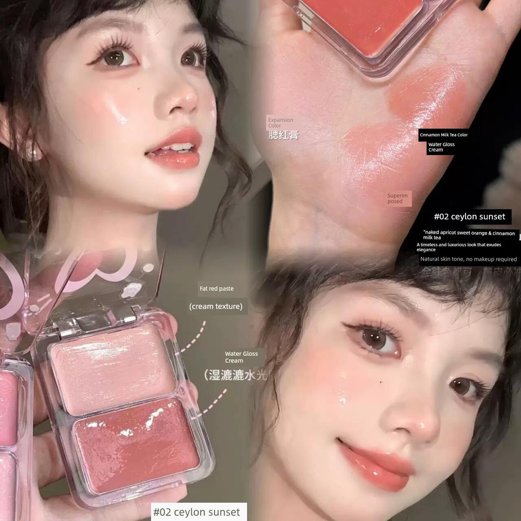 Korean-Style Blush Cream for Natural Brightening, Face Contouring, and Highlighting, Multi-Use Cream for a Glowing Complexion and Eyeshadow
