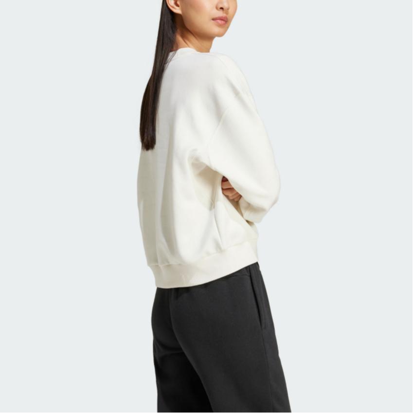 Adidas Solid Color Round Neck Comfortable Long Sleeve Sweatshirt Women tops Han-Jade-White IY6748