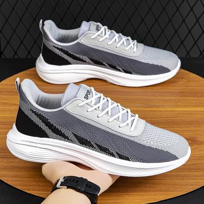 Herfst herenschoenen sportschoenen heren mesh schoenen ademend koude plakkerige schoenen ademend grote maat vlieg-geweven herensportschoenen