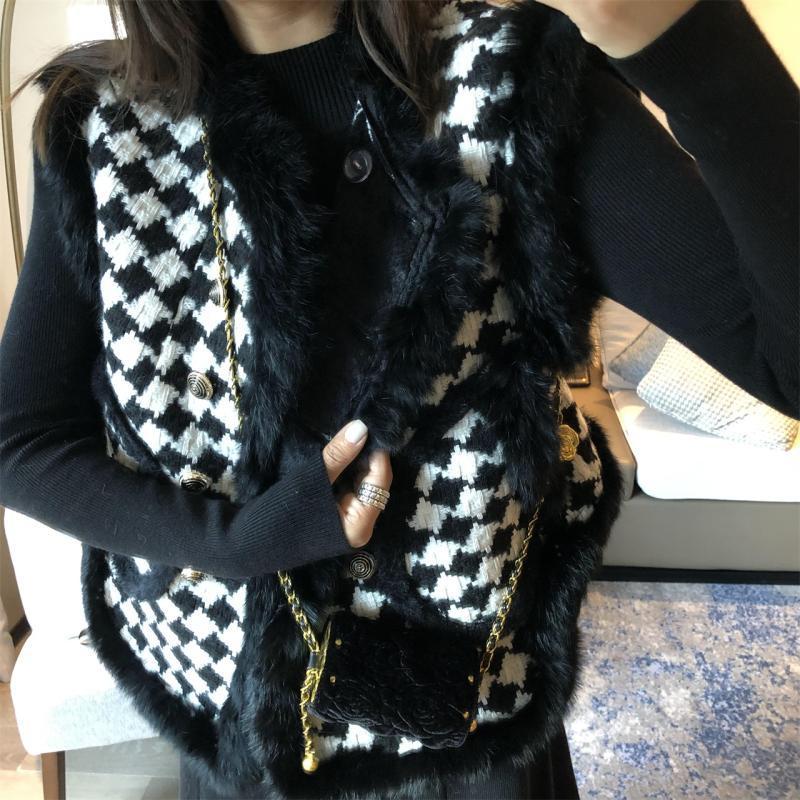 

Qiandongge vest women s autumn and winter new velvet warm loose imitation mink fur coat S