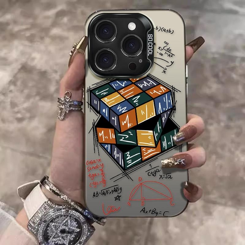 

Rubiks Cube Math Formula Sketch Phone Case for iPhone 17 16 15 14 13 12 11 16E Series Pro Max Plus Double Layer Protection iphone 12 ProMax