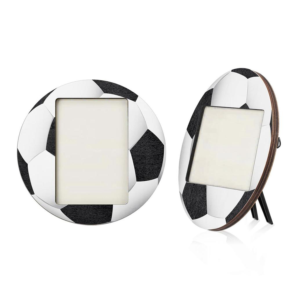 2Pcs Wood Baseball Soccer Photo Frames Sports Themed Tabletop Display Picture Holders for Home Decors for Athletes Teams
