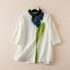 DIMANAF 2026 Dames Grote Maten Nieuw Zomer Blouse Shirt Knopen Korte Mouw Casual Losse Dames Tops Shirts Katoen Linnen