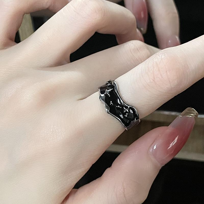 Vintage Irregular Cross Star Open Ring for Women Men Punk Gothic Sliver Color Adjustable Couple Rings Y2K Egirl Zircon Gift