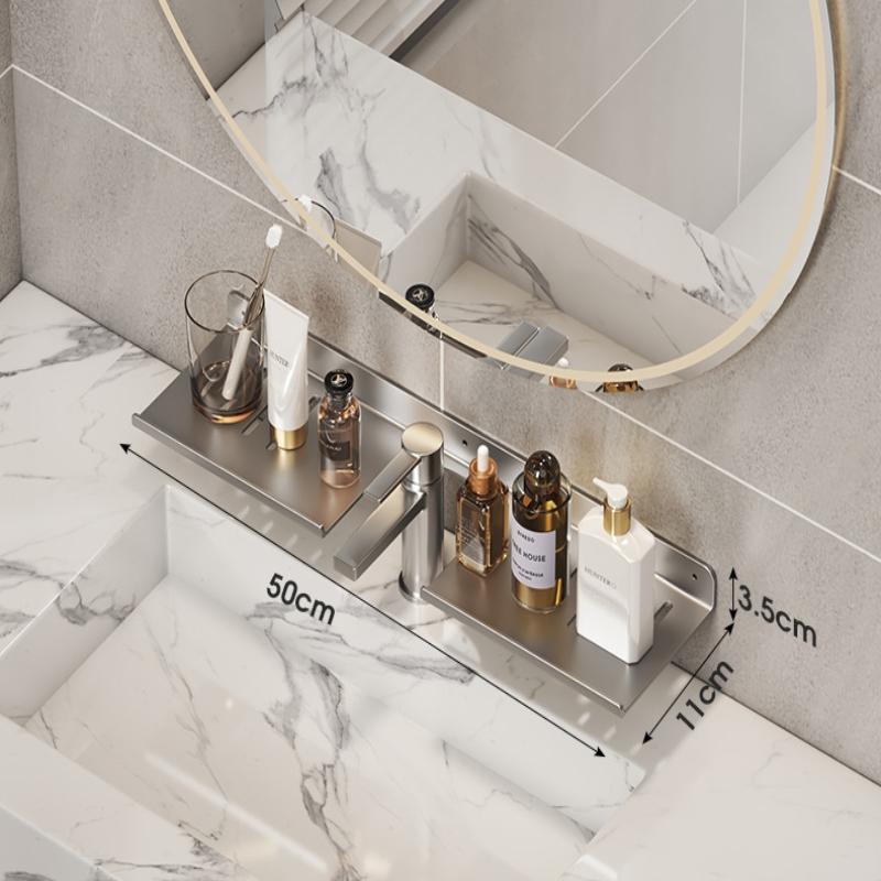 Wall-mounted Household Bathroom Storage Rack Faucet Storage Rack U-shaped Countertop Storage Rack Carbon Steel Hole-free