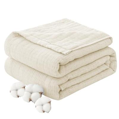 Fuwawa Gauze Blanket, Single, 6-Layer Gauze, 100% Natural Cotton, Moisture-Wicking, Breathable, Cotton Towel Blanket, Nap Blanket, Throw Blanket, Soft