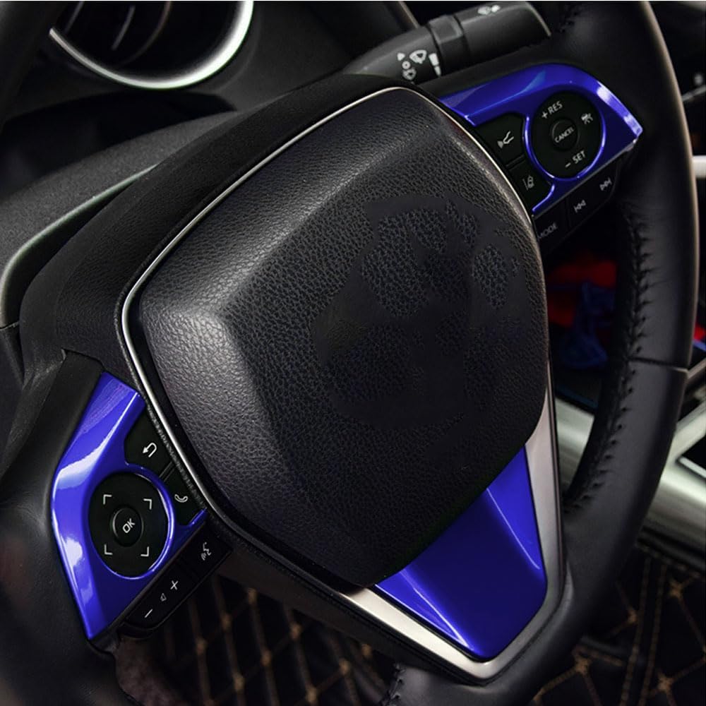 XITER 3PCS ABS Sport Style Blue Steering Wheel Cover Molding Cover Trims Interior Decaration Sticker Accessories for Toyota Camry 2018 2019 2020 2021