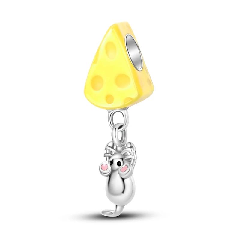 925 Sterling Silver Beads Yellow Moon Sunflower Butterfly Giraffe Beads Pendant Charms Fit 4mm Aperture Bracelet Jewelry Making