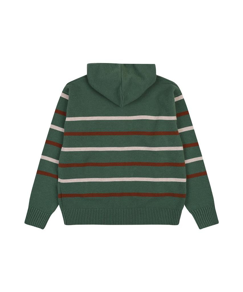 W Standard Striped Knit Zip-Up Hoodie [Green]