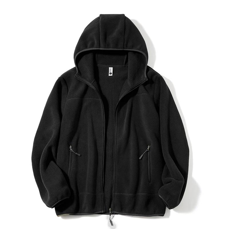 Męska polarowa kurtka z kapturem 2026 Jesień Zima Unisex Kurtka płaszcze Męskie Lekkie bluzy Męska polarowa bluza