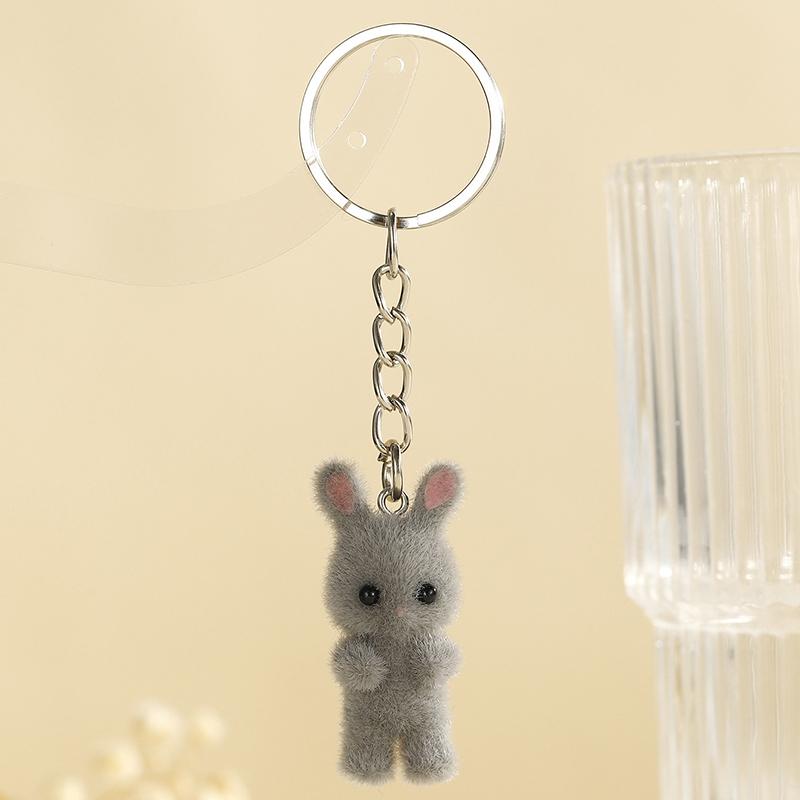 3D Cartoon Beflocktes Kaninchen Schlüsselanhänger Damen Herren Autoschlüssel Rucksack Dekoration Kawaii Tier Schmuck Kinder Mädchen Spielzeug Geschenke